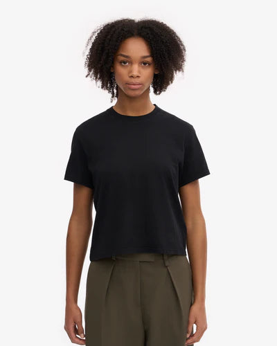 Organic Boxy Crop Tee - Deep Black